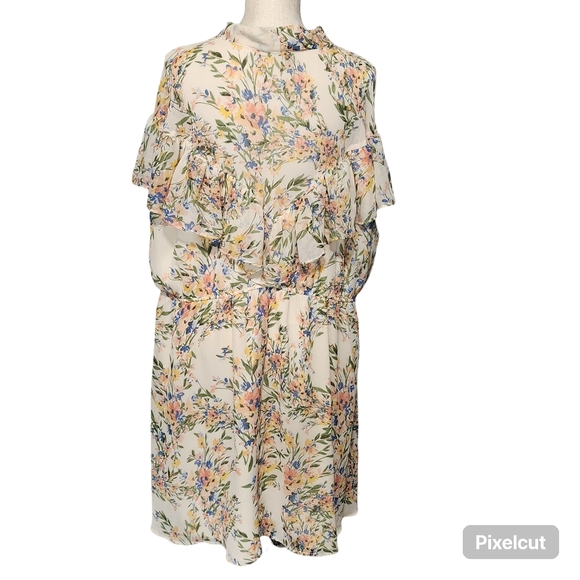ELOQUII Floral Ruffle Tiered Chiffon Maxi Dress Size 24 Cottage Easter Spring - Picture 2 of 11